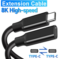 1-2PCS USB C Data Cable Type-C Male To Female Cable Extensor 8k High-speed Charger Wire Connector for Samsung Xiaomi PC Laptop