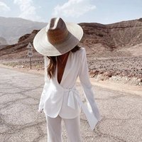 Raffia straw hat colorless Palma wide-brimmed fedora vacation sun hat beach summer jazz hat Panama sun hat image 4