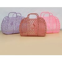 Detachable Shower Basket Plastic Bath Jelly Bag Bathroom Hollow Wash Storage Basket Shopping Home Storage Summer Beach Handbag