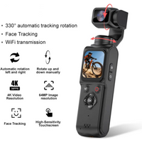 4K Vlog Action Camera 330° Face Tracking 18x Zoom 2400mAh Battery Gimbal Stabilizer 1.72 Inch Touch Screen WiFi Sports Cam
