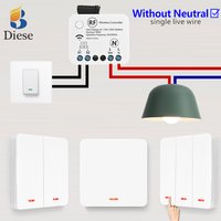 Single firewire No need Neutral Wiring AC110V 220V Wireless remote control smart Light Switch Relay Receiver for home Led light