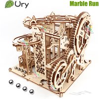 Ury 3D Wooden Puzzle Marble Run Set Track Device Mechanical Manual Model Science High Difficulty Maze Ball Assembly Toy for Boys