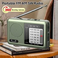 Mini Portable FM AM SW Radio High Sensitivity DSP Chip Radios Receiver Built-in Loud Volume Speaker Support 3.5mm Headphones Pla