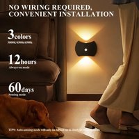 2PCS LED Night Light with Motion Sensor, Up and Down Illumination, USB Charging - Smart Wall Light with Infrared Sensor