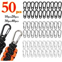 10/20/30/40/50Pcs Metal Mini Carabiner Clips, Black Silver Small Spring Snap Hook for Paracord Keychain Backpack DIY Accessories