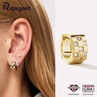 RAPRGOLD 2.2mm Moissanite Lattice Wide Hoop Earrings for Women 14K Gold Filled Dainty Fine Jewelry Gifts with GRA Certificate
