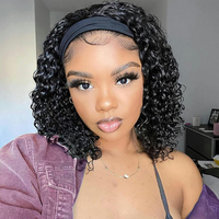 Headband Wig Curly Human Hair Wig Glueless Wear And Go Short Bob Wigs No Glue Brazilian Virgin Human Hair Wigs For Black Women