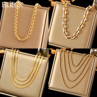 EILIECK 316L Stainless Steel Gold Color Multilayer Chain Necklace For Women Fashion New Neck Chain Waterproof Jewelry Party Gift