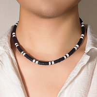IngeSight.Z Minimalist Black White Color Soft Clay Beads Choker Necklaces for Women Men Statement Collar Necklaces Jewelry Gifts