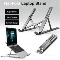 Laptop Stand Aluminum Alloy Adjustable Folding Hollow Out Air Cooling Anti Slip Multi-purpose Stand for Portable Outdoor Use