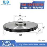 1M100T Hole 8-10-12-14-15mm Spur Gear Pinion 1M 100Teeth Mod1 Width 10mm Bore Right Teeth 45# Steel Major Gear