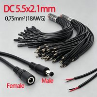 1PCS 18AWG 5.5x2.1mm DC Male or Female Power Plug Cable Jack Adapter Connector 12V 10A Power Supply Cords DIY For CCTV LED