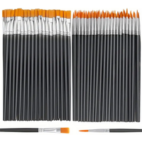 Artist Paint Brush Set with Nylon Bristles, Nylon Hair Paint Brushes with Flat And Round Tip Versatile for Acrylic, Oil& Water