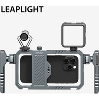 Universal Metal Phone Cage Smart Stabilizer w Handgrip Phone Holder for Iphone 15 14 13 Andriod Mic Led Light Filmmaking Video