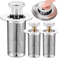 Stainless Steel Floor Drain Filter Washbasin Leak Plug Anti Odor Proof Bouncing Core Drains Hair Catcher Sink Straine
