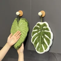 Coral Fleece Leaf Towel Ultra-Absorbent Leaf Enlarged Towel Cute Hanging Style Kitchen and Bathroom Multi-Use Cleaning Cloth