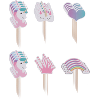 24 Pcs Cake Decorations Toppers Pick Paper Birthday Decorative Hat Child