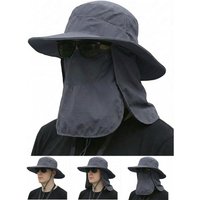 Sun Hat Bucket Hats for Men Women Outdoor Wide Brim Fishing Hat with Detachable Face Cover & Neck Flap UV Protection