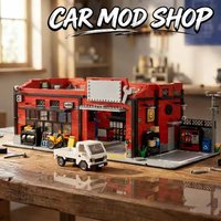 American Style Car Repair Mod Shop Modular Building Blocks MOC Street View Store Model Puzzle Toy Adults Gifts 2819PCS