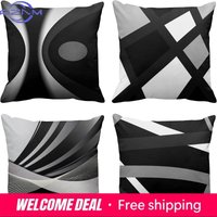 Black and White Geometric Pattern Pillow Covers Set of 4 ,,sofa and chair cushion covers, home bedroom room decoration