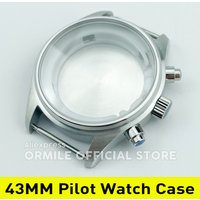 Pilot Chronograph Watch Case 43mm Stainless Steel, Sapphire Crystal, 5ATM Waterproof, Fits 37.7mm Dial and Miyota 0S00