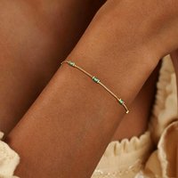 925 Silver Plated Green Square Zircon Bracelet for Women Simple Ins Box Chain Adjustable Bracelet Hypoallergenic Jewelry Gift