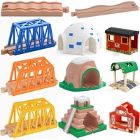 NEW Wooden Train Track Accessories Wood Bridge Suspension Bridge fit for Other Wooden Track Railway Toys for Children Gift