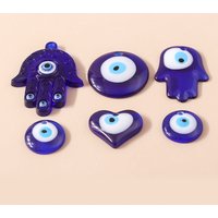 5pcs Bohemia Lucky Turkish Evil Eye Charms for Keychain Handmade DIY Hamsa Hand Blue Bead Pendants for Women Men Decor