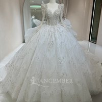 Sparkly Sequined Wedding Dress O Neck Long Sleeve Bridal Gowns Sequins Lace Up Back Custom Made Beading Vestido de novia
