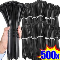 500/100Pcs Plastic Nylon Cable Ties Self-locking Cord Ties Straps Adjustable Cables Fastening Loop Home Office Wire Zip Tie