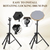 High Quality 8In Drum Practice Pad Silent Drum Pad Double Sided Drum Stand Set Portable Adjustable Stand Dumb Drum Trainer