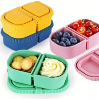 Silicone Reusable Snack Containers with Lids,Leakproof Double Compartment Snackle Box for Dressing,Snacks,School,Office,Picnic