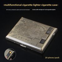 Bronze flower multifunctional cigarette case cigarette lighter with USB charging, 20 pack wholesale