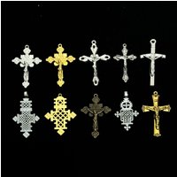 10pcs Catholic Orthodox Crucifix Cross Pendants Celtic Knot INRI Charms for DIY Rosary Jewelry, Single Style Per Pack