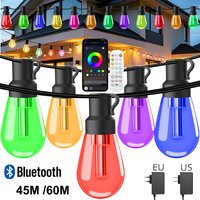 Colorful Led Bulbs String Lights 45M/60M APP/Remote Control Outdoor Garden Waterproof IP67 RGBIC Garland Light Christmas Decor