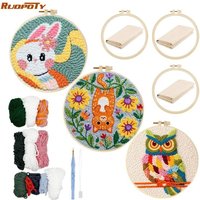 RUOPOTY Dog Punch Needle Kit Threader, Yarns, Rug Punch Diy Gift Animal Needle Punch Kits For Adults Picture Hand Embroidery Kit