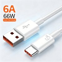 6A USB C Cable 66W Fast Charging Mobile Phone Charger Data Cord For Huawei Mate 40 50 Honor Xiaom PD Type C Quick Charge Cable