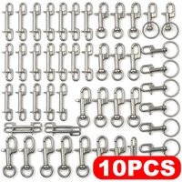 1/4/10PCS Swivel Eye Bolt Spring Snap Hook Double Head Hook Marine Diving D Ring Snap Hooks With Swivel 304 Stainless Steel