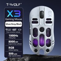 T-WOLF X3 Tri-mode Gaming Mouse 1K Polling Rate 8000DPI RGB Lightweight Ergonomic BT 2.4G Wireless Mice For PC Laptop Gamer