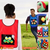 Sticky Dodge Ball Game Set, Fabric Vest with Soft Fleece Balls, Safe Outdoor Sports Props for Kids, Teens & Adults