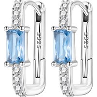 PANPOKI S925 Sterling Silver Blue Zircon Minimalist Earrings Hoop Earrings Women Jewelry Original Trendy Anniversary Gifts