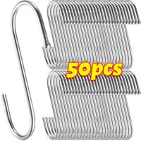 Stainless Steel S Shaped Hooks Hangers Key Ring Bags Towels Plants Pots Hanging Holders Kitchen Bathroom Garden Metal S Hooks