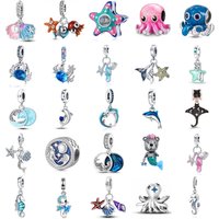 925 Silver Octopus Beads seahorse crab Charms Dolphin starfish Pendant Fit Original Bracelet Women DIY Accessories Jewelry Gifts