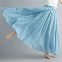 Fashion Clothes Women Clothing Skirts Vintage Y2k Elegant Streetwear Bohemian Cotton Linen Casual Vestido De Festa Long Skirt
