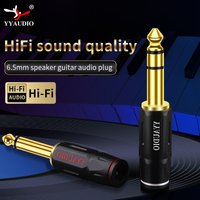 24K Gold-plated 6.5mm 2/3 Pole Earphone Plug For DIY HiFi Headphone Pure Copper Gold Plated 6.5mm Adapter Audio Connector