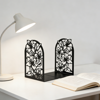 Flower Metal Bookends for Shelves, Modern Decorative Heavy Duty Study Book Support Stoppers for Office, Simple Tall Bookends