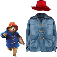 Movie Paddington Cosplay Costume Bear Retro Sheep Horn Button Hooded Coat Adult Men's Daily Clothing Halloween Tops
