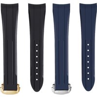 Rubber Silicone Watch Band For Omega&Swatch Seamaster 300 Speedmaster Moon Strap Men's Arc Mouth Blue Waterproof Bracelet 20mm
