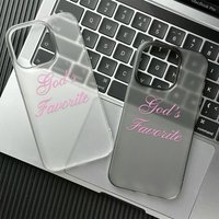 God's Favorite Pink Letter Phone Case For iPhone 17 16 15 14 Plus 13 12 11 Pro MAX 17 Air Aesthetic Quote Shockproof Shell Cover