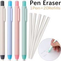 21Pcs/set Push Type Eraser Rubber With Replacement Core Automatic Pen Eraser Error Correction Tool Office School Supplies